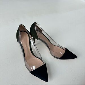 Gianvito Rossi Plexi two tone suede heels